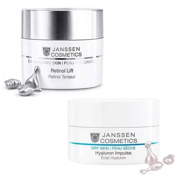 Janssen Cosmetics Набор Anti-age: концентрат с гиалуроновой кислотой 10 шт + капсулы с ретинолом 10 шт (Janssen Cosmetics, Capsules)