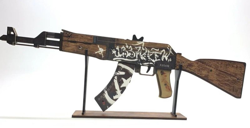 Оружие игровое / резинкострел автомат Калашникова АК-47 2 – Пустынный повстанец (деревянный)