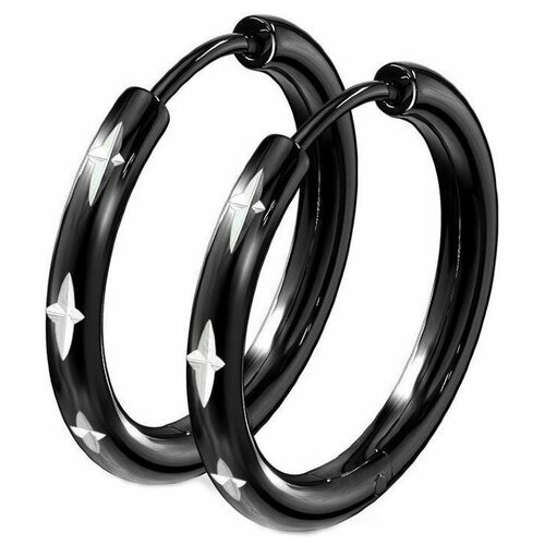 Серьги конго Spikes, нержавеющая сталь, размер/диаметр 10 мм., черный