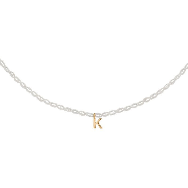 Ringstone Жемчужное ожерелье с буквой К (золотая)