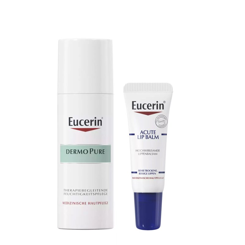Eucerin Набор успокаивающий для проблемной кожи: бальзам для губ 10 мл + крем 50 мл (Eucerin, DermoPure)
