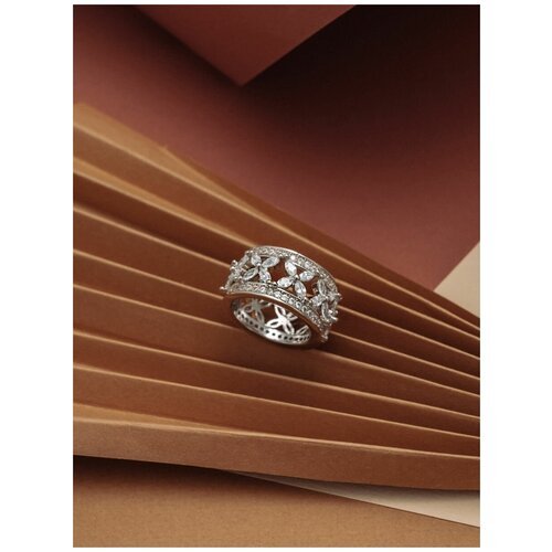 Кольцо Shine & Beauty, кристаллы Swarovski, размер 18, серебряный