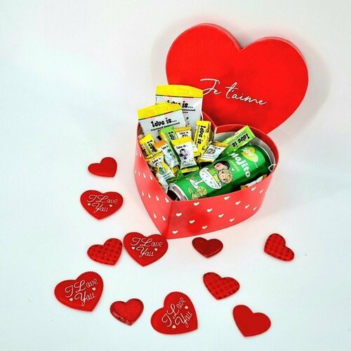 Сладкая валентинка, конфеты с лимонадом в коробке, подарок на день святого валентина