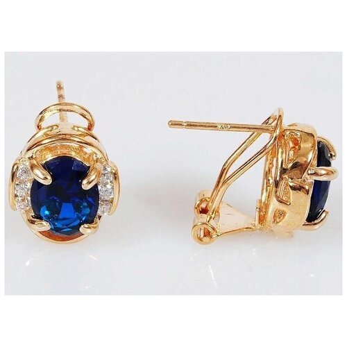 Серьги Lotus Jewelry, шпинель, синий
