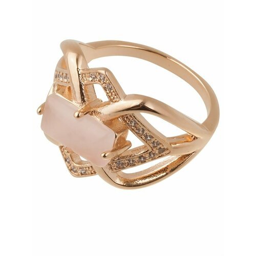 Кольцо помолвочное Lotus Jewelry, кварц, размер 17, розовый