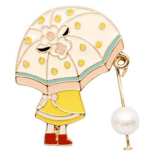 Значок металлический Девочка под зонтиком (Клипса, Разноцветный) 52089