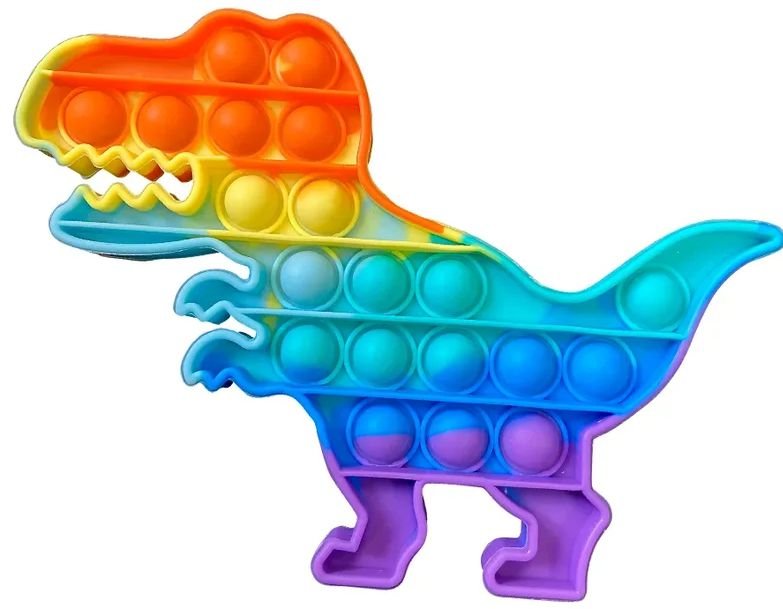Игрушка пупырка-антистресс Pop it – Динозавр радужный 1