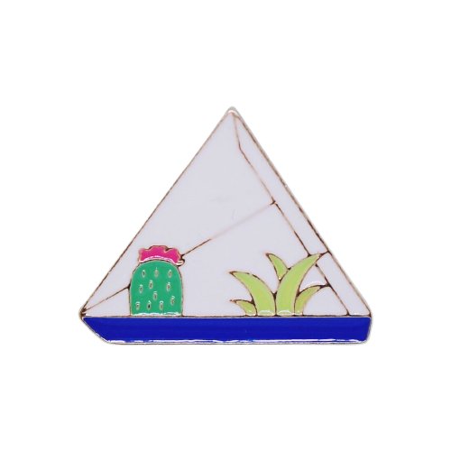 Значок металлический Флорариум треугольный (Клипса, Бижутерный сплав, Белый) 51111