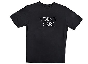 Футболка I don’t care (черная) (текстиль) (one size)