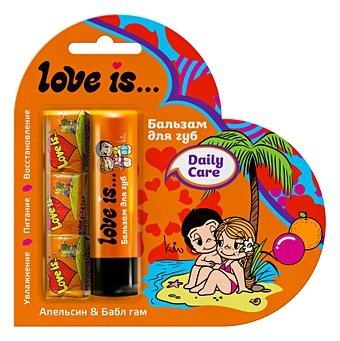 Набор Love is Бальзам для губ Апельсин-бабл гам+3 жевательных резинки (блистер) (14х12) (Гк 134/10)