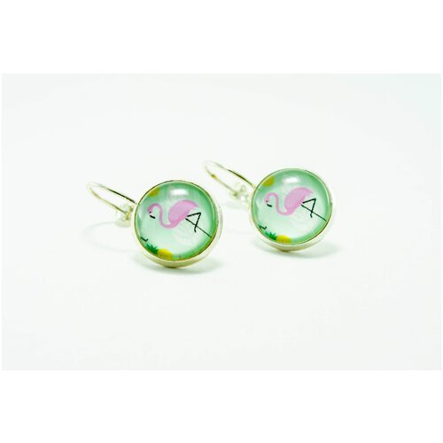 Серьги Фламинго-Go!, стекло, размер/диаметр 12 мм, зеленый