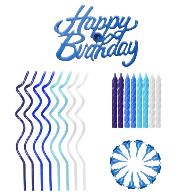 набор для торта FIOLENTO Happy Birthday: свечи 16х6см, 8х14см 1,5ч/г, топпер Happy Birthday