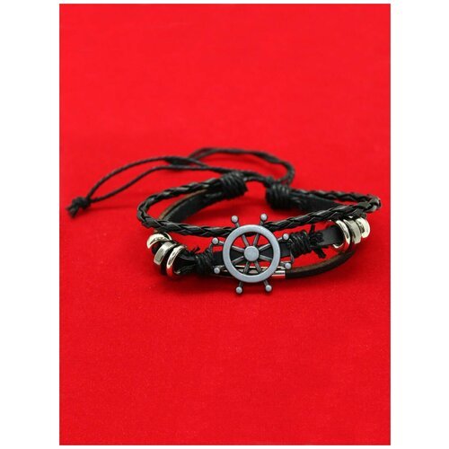 Плетеный браслет ОптимаБизнес, металл, 1 шт., размер one size, серый, черный