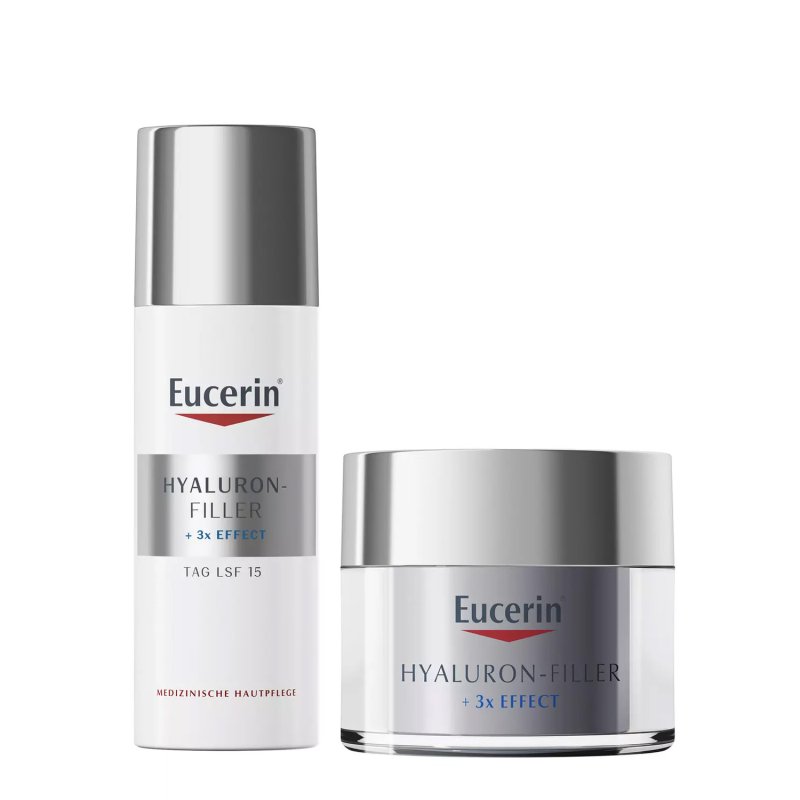 Eucerin Набор для нормальной и комбинированной кожи: дневной крем SPF 15, 50 мл + ночной крем 50 мл (Eucerin, Hyaluron-Filler)