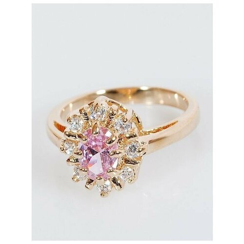 Кольцо помолвочное Lotus Jewelry, фианит, размер 17, розовый