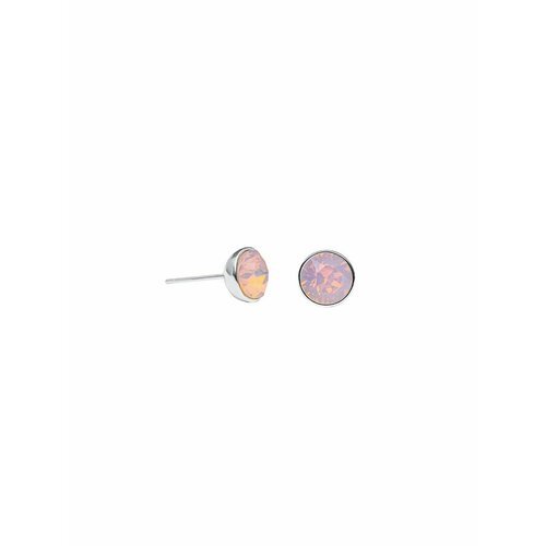 Серьги пусеты Fiore Luna, кристаллы Swarovski, розовый, серый