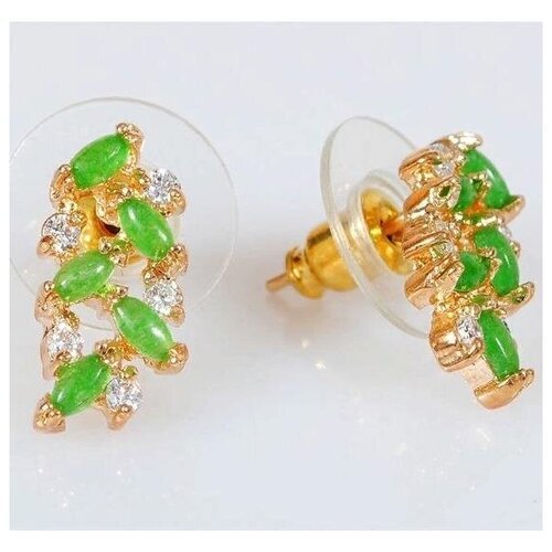 Серьги Lotus Jewelry, хризопраз, зеленый