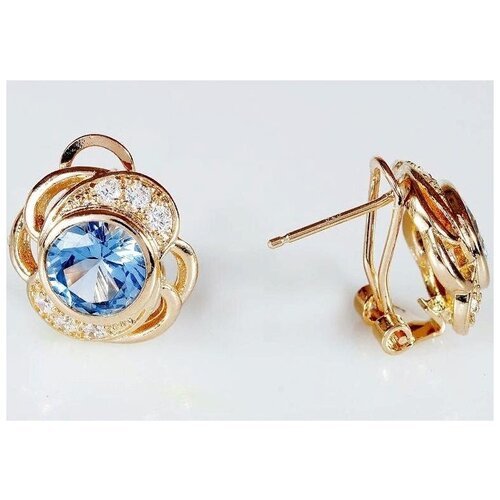Серьги Lotus Jewelry, фианит, голубой
