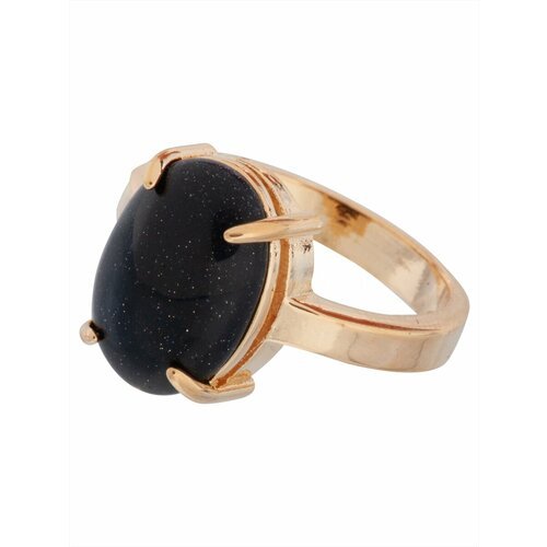 Кольцо помолвочное Lotus Jewelry, авантюрин, размер 17, черный