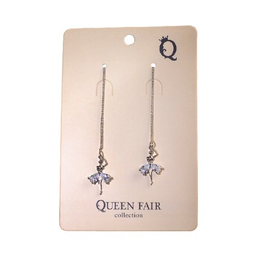 Серьги цепочки Queen Fair, бижутерный сплав, жемчуг имитация, белый, серебряный