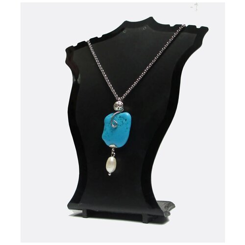 Ожерелье с бирюзой и жемчугом на цепочке ручной работы в подарочной коробочке от AV Jewelry