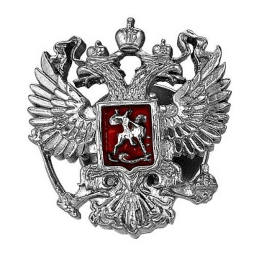 Значок 'Герб РФ' Георгий Победоносец, посеребрение с оксидированием
