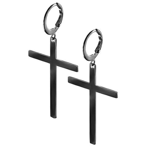 Серьги-кольца из стали с подвесками - кресты SE3652-K