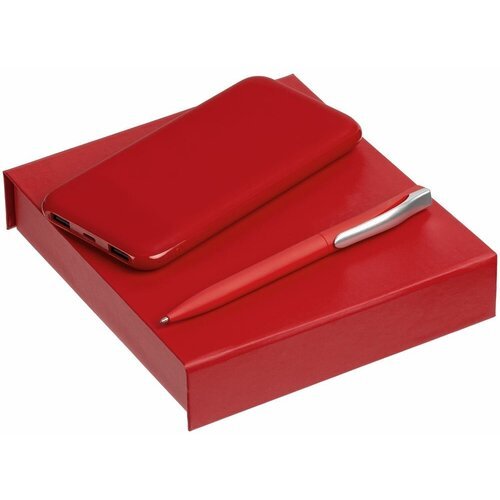 Набор Suite Energy, большой, красный, ручка: 14,5х1,0 см; аккумулятор: 7,5х14,7х1,4 см; упаковка: 17,5х15,5х3,3 см, пластик; покрытие софт-тач; переп