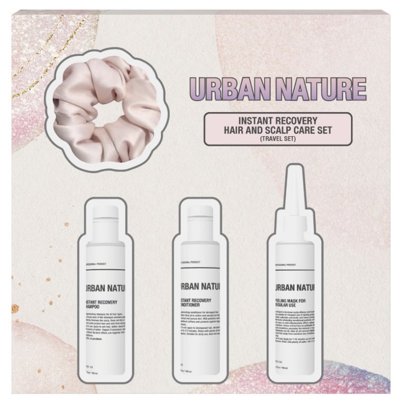 Urban Nature Подарочный набор для ухода за волосами и кожей головы «Мгновенное восстановление», travel-формат (Urban Nature, Наборы)