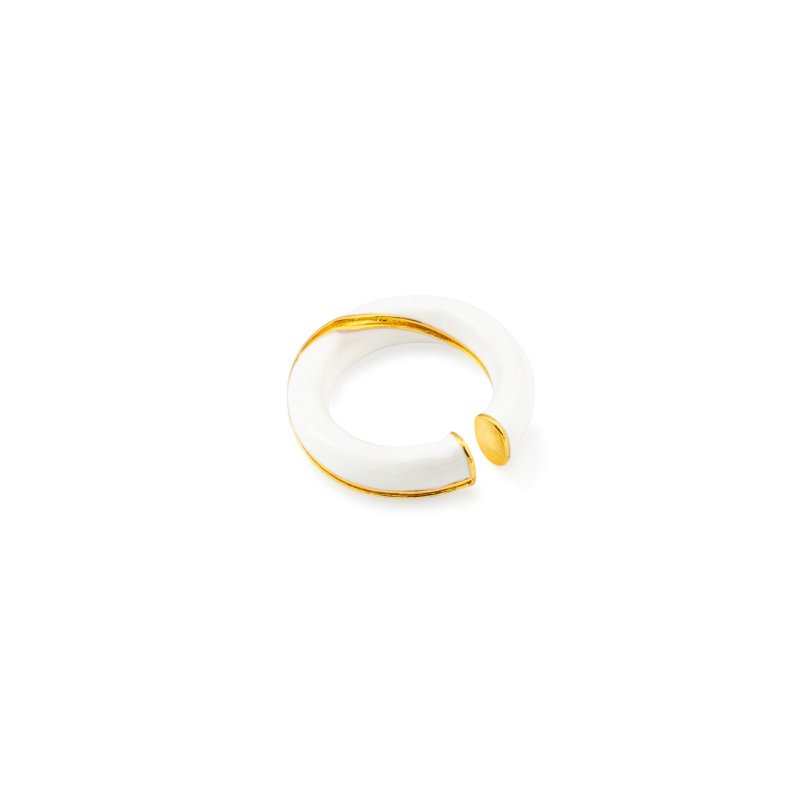 Aqua Золотистое кольцо с белой эмалью