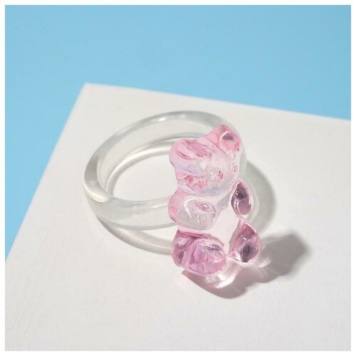 Кольцо 'Мармеладный мишка', цвет розовый, размер 16