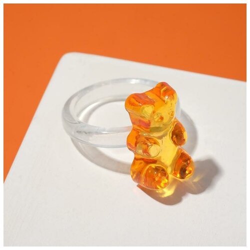 Кольцо 'Мармеладный мишка', цвет оранжевый, размер 16