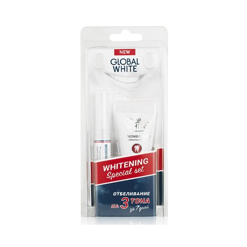 Global White Набор для отбеливания зубов: гель 5 мл + зубная паста Max Shine 30 мл (Global White, Отбеливание)