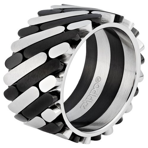 Кольцо Zippo, нержавеющая сталь, гравировка, черный, серебряный