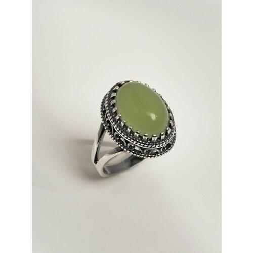 Кольцо Shine & Beauty, нефрит, размер 19.5, зеленый, серебряный