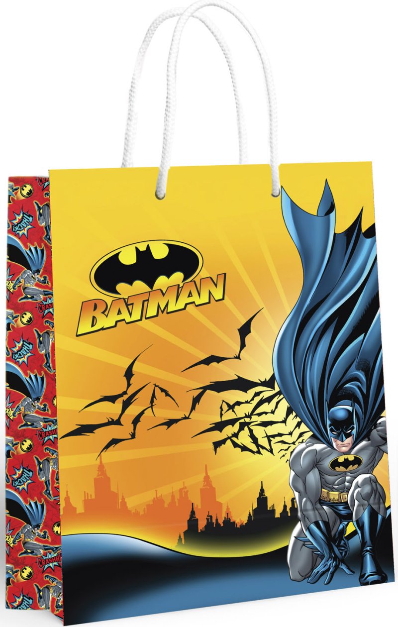 Пакет подарочный Batman: №2 (большой) (жёлтый с красным)