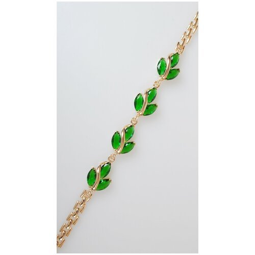 Плетеный браслет Lotus Jewelry, фианит, размер 18 см, зеленый