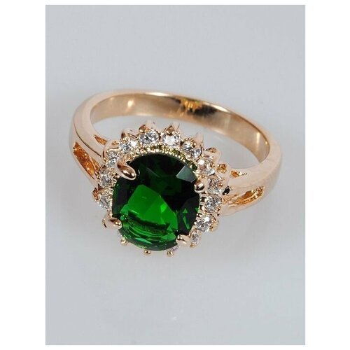Кольцо помолвочное Lotus Jewelry, фианит, размер 18, зеленый