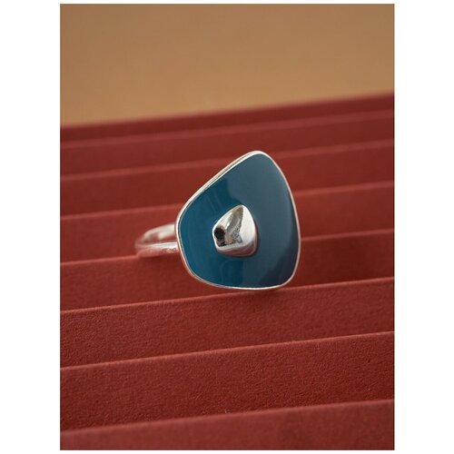 Кольцо Shine & Beauty, эмаль, размер 17.5, серебряный, синий