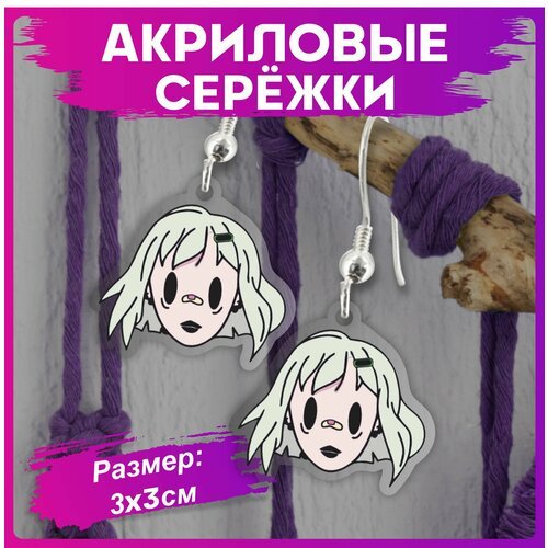 Серьги 1-я Наклейка, белый