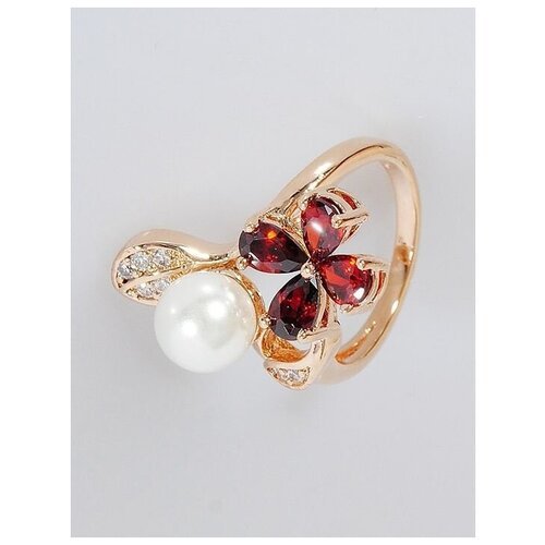 Кольцо помолвочное Lotus Jewelry, жемчуг Swarovski синтетический, размер 17, белый