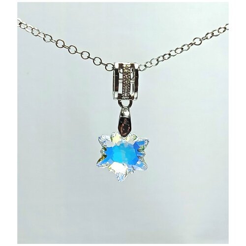 Серебряное колье звезда снежинка swarovski с кристаллом бриллиант AB от AV Jewelry