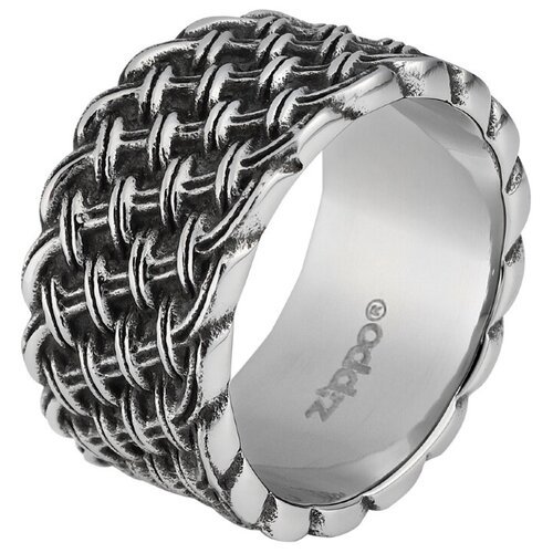 Кольцо Zippo, нержавеющая сталь, тиснение, чернение, гравировка, серебряный, черный