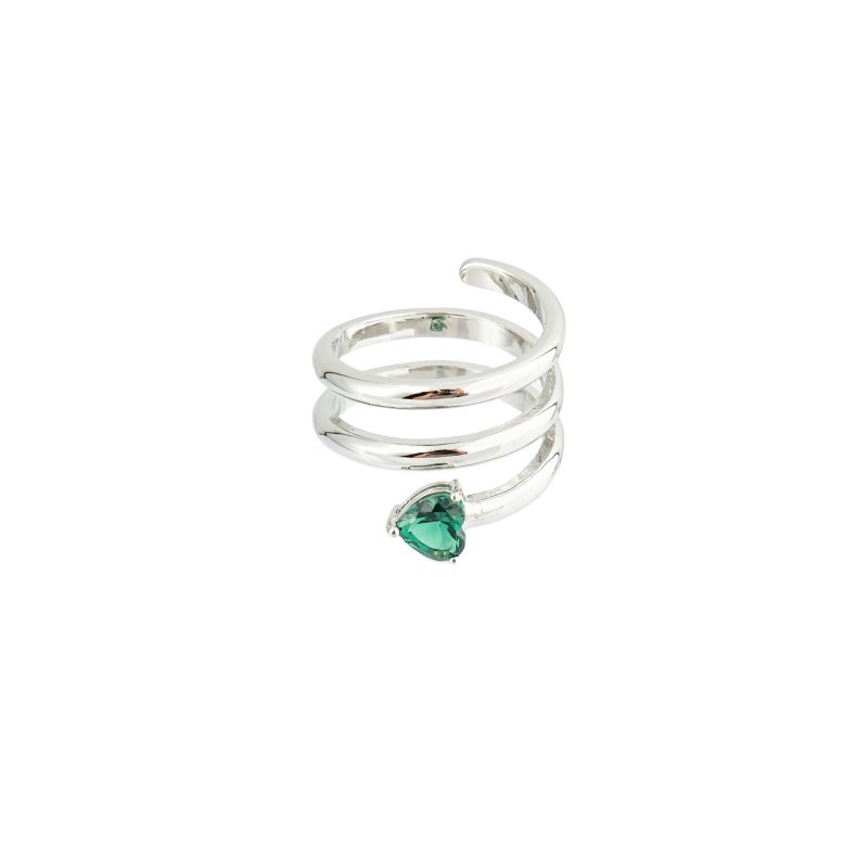Herald Percy Серебристое кольцо с зеленым сердцем