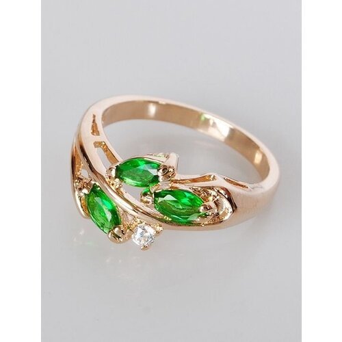 Кольцо помолвочное Lotus Jewelry, фианит, размер 16, зеленый