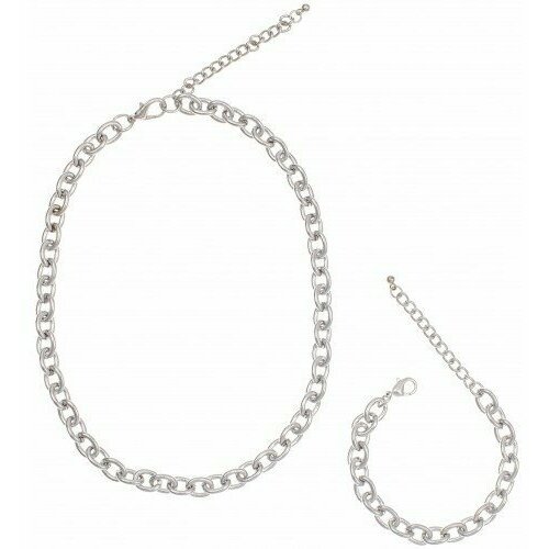 Комплект бижутерии WowMan Jewelry: браслет, цепь, серебряный