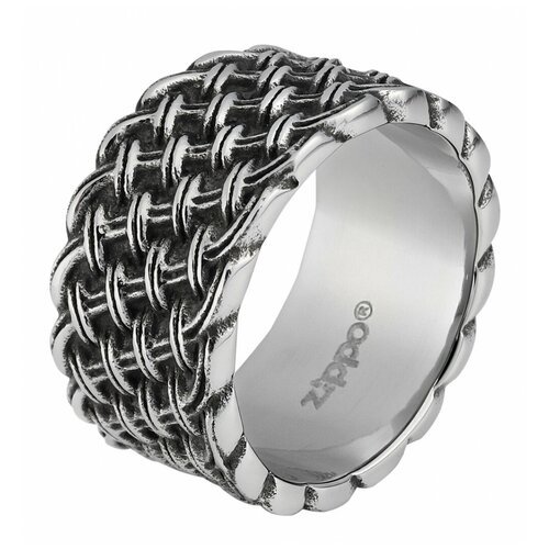 Кольцо Zippo, нержавеющая сталь, тиснение, чернение, гравировка, серебряный, черный