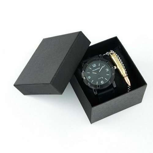 Мужской подарочный набор Bolingdun 2 в 1: наручные часы, кулон, d-4.6 см