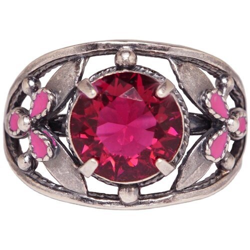 Кольцо, стекло, эмаль, размер 19.5, розовый, красный