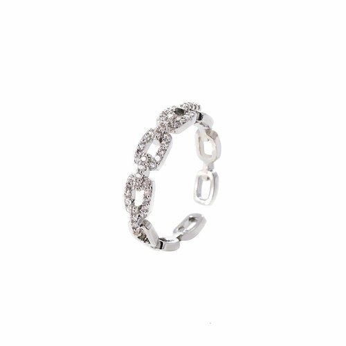 Кольцо переплетенное WASABI jewell, кристалл, безразмерное, серебряный